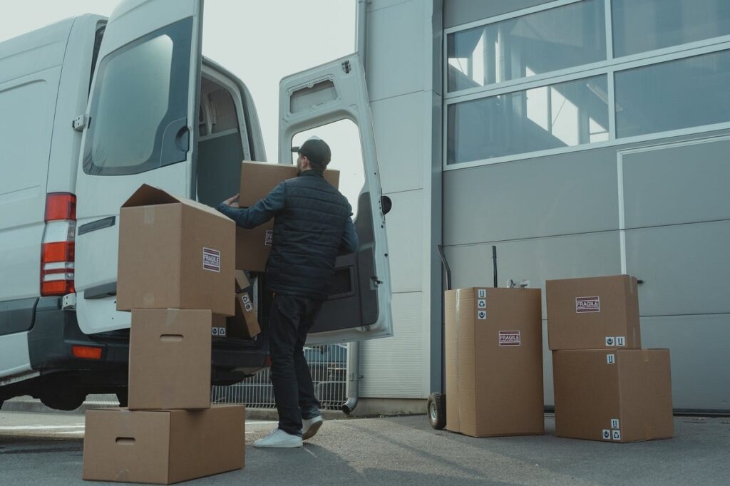 mover loading box onto a van
